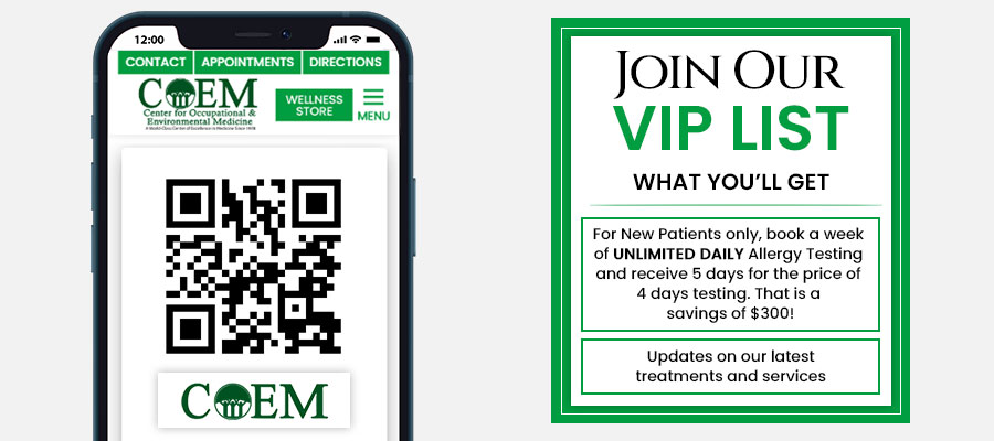 Join the VIP List of The Center for Occupational and Environmental Medicine in Charleston, SC Join the VIP List of The Center for Occupational and Environmental Medicine in Charleston, SC